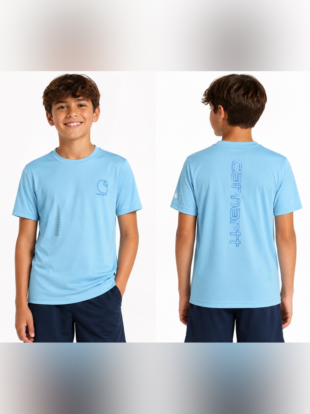 Carhartt Force Sun Defender T-Shirt Blue UPF 50 Rugged Flex Size M 10/12 NWT